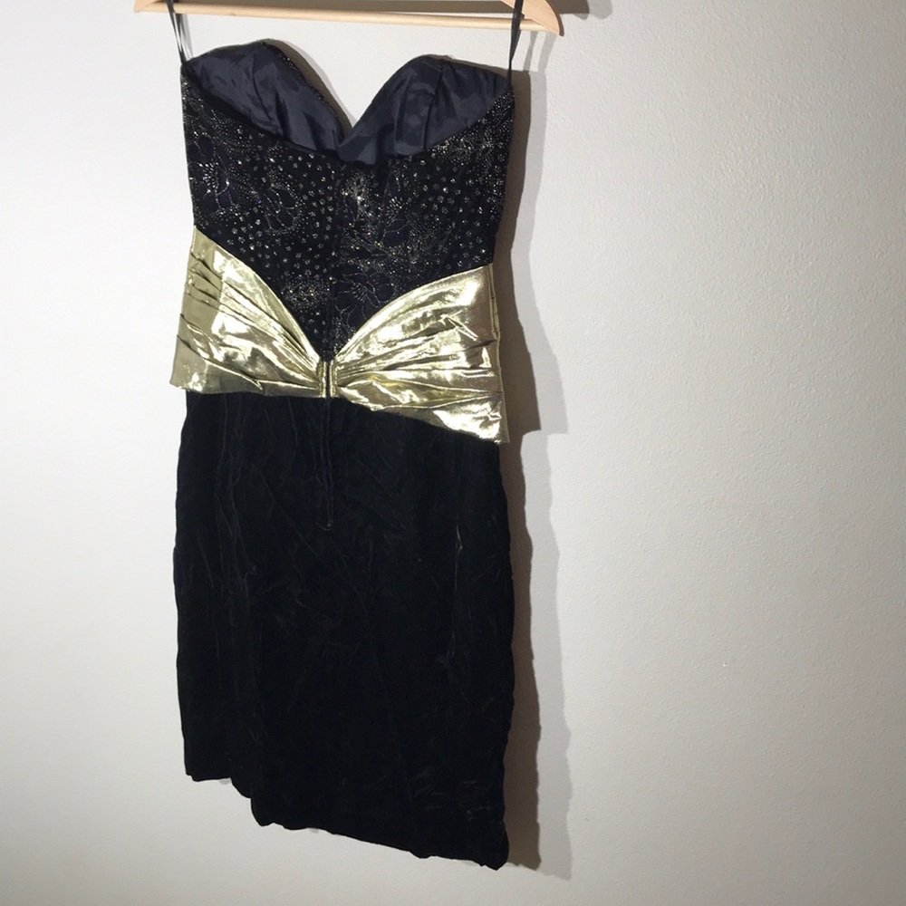 Scott Mclintock 80s black and gold cocktail dress